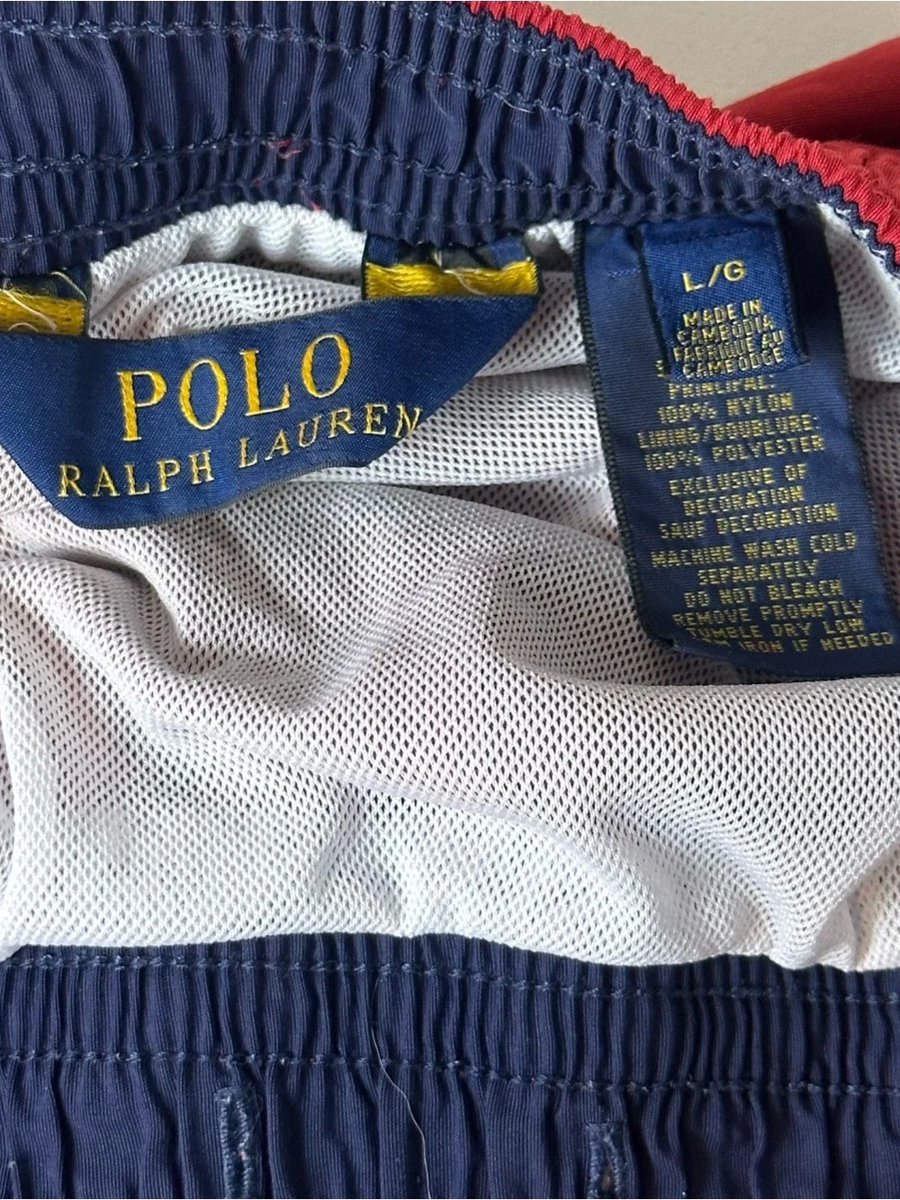 Polo Ralph Lauren Mens Classic Red Embroidered Logo Lined Swim Trunks Size L
